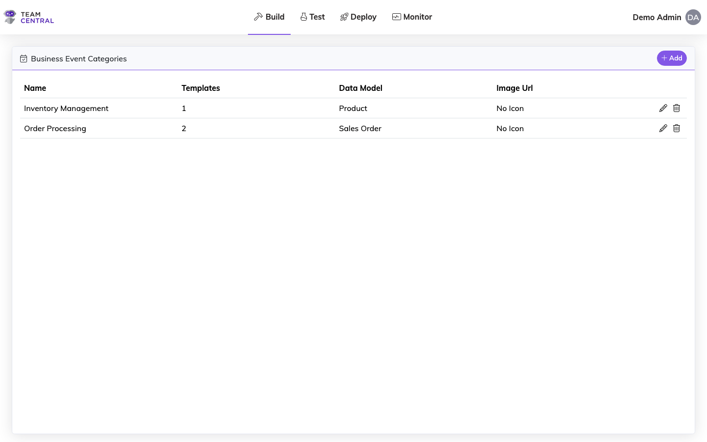 Business Events Page
