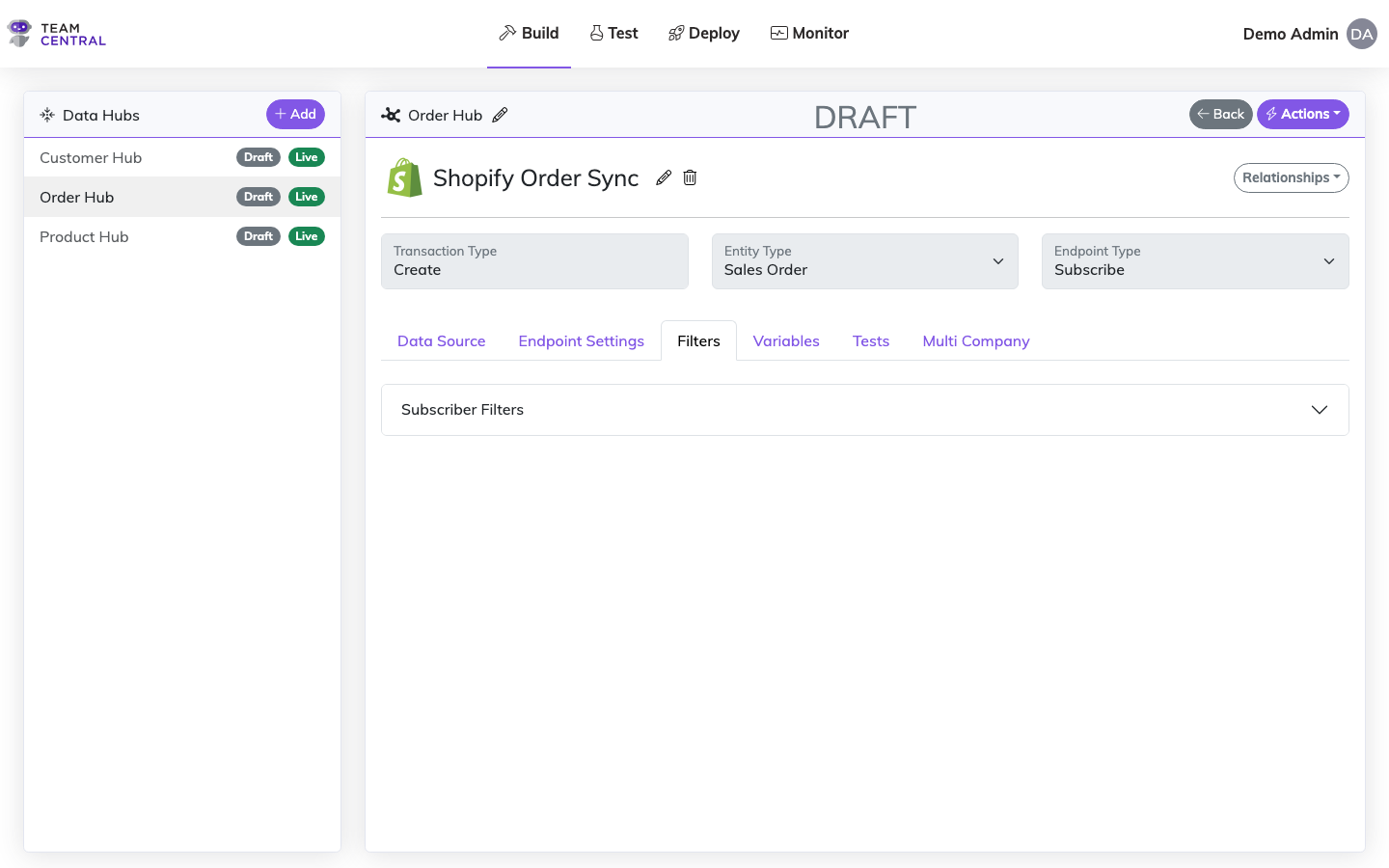 Endpoint Filters Tab