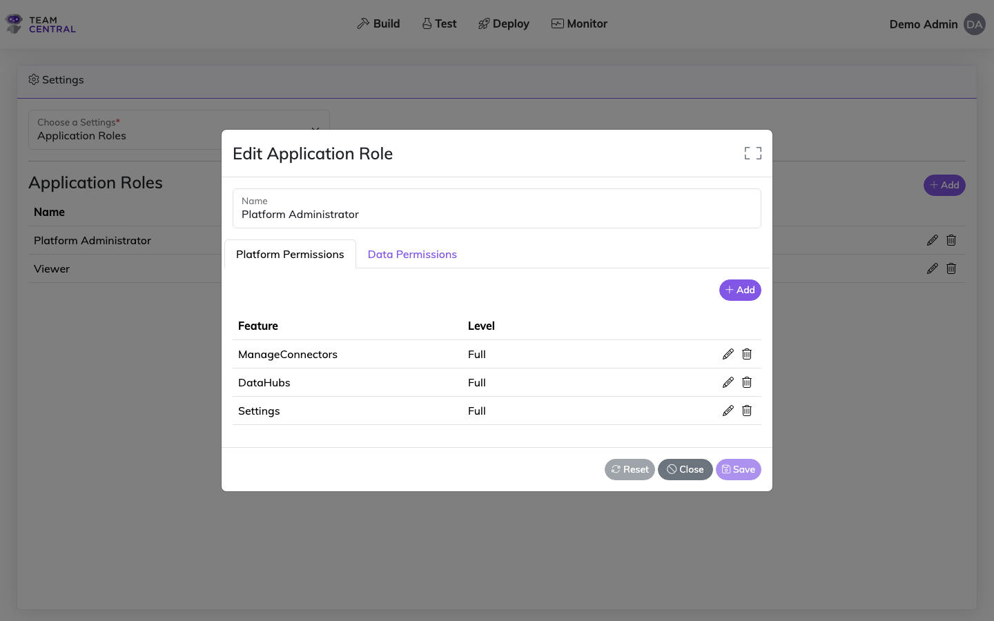 Edit Application Role Modal
