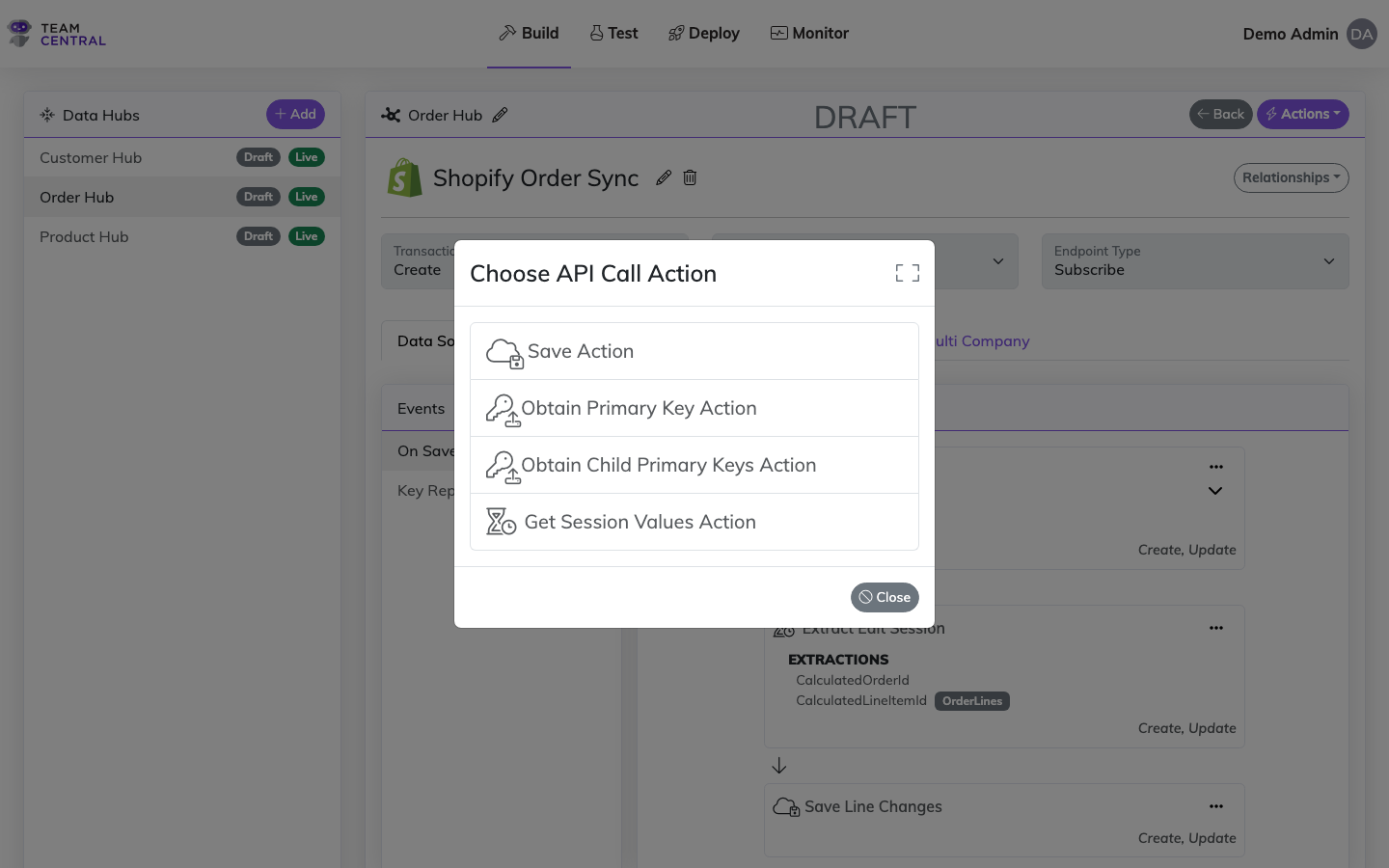 Add Inner Action modal