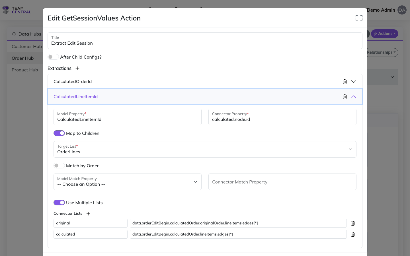Multiple Lists extraction form