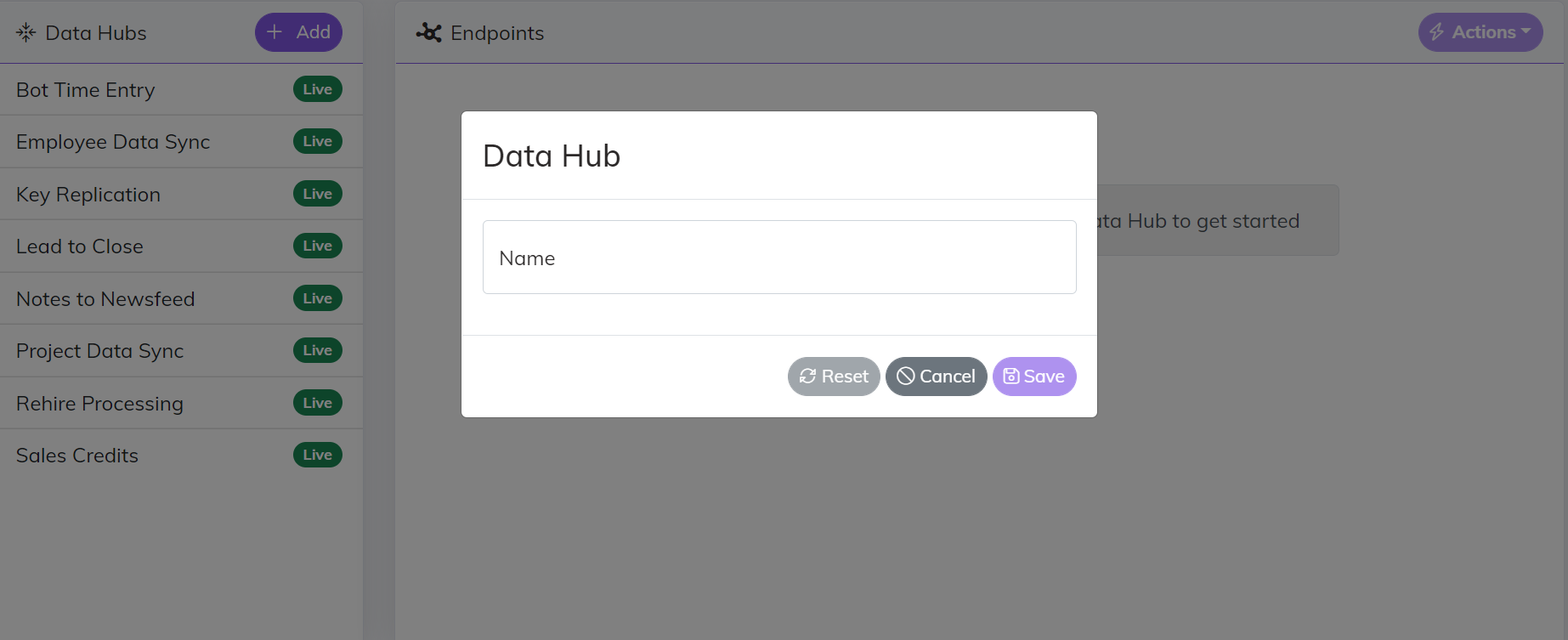 Add Data Hub